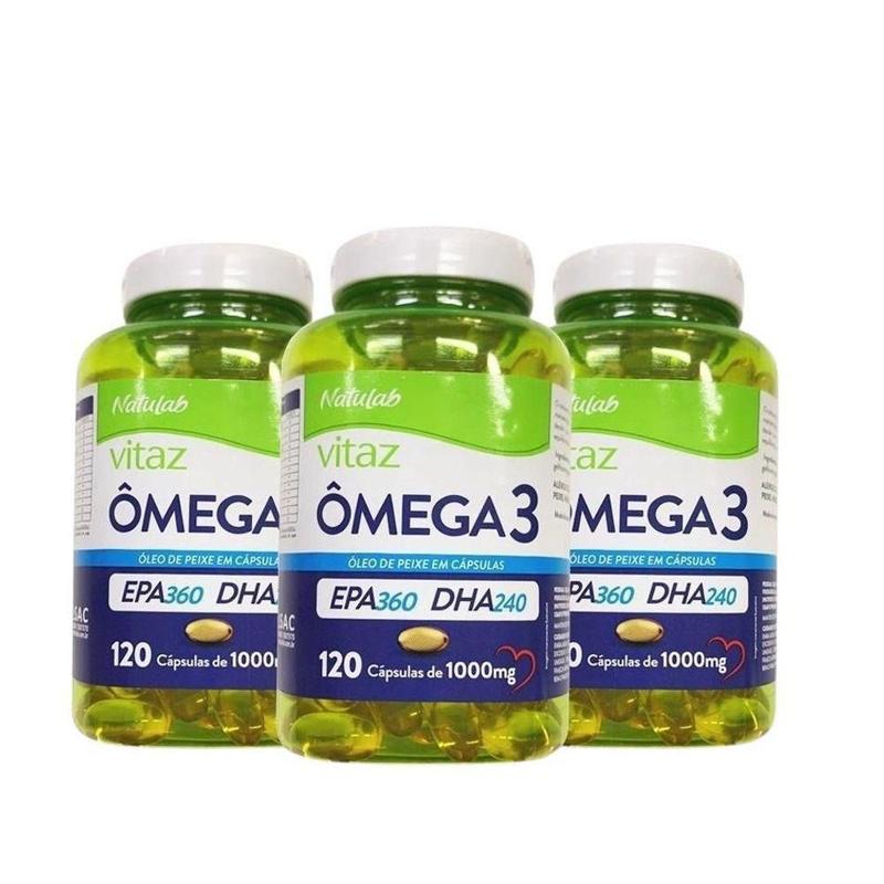 Kit com 3 Ômega 3 Natulab Vitaz 120 Cps 1000mg - Naturalife